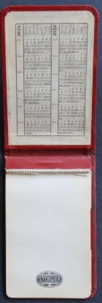 Stoewer Advertising-Notepad with calendar 1925 in leathermap with Logo (7356)